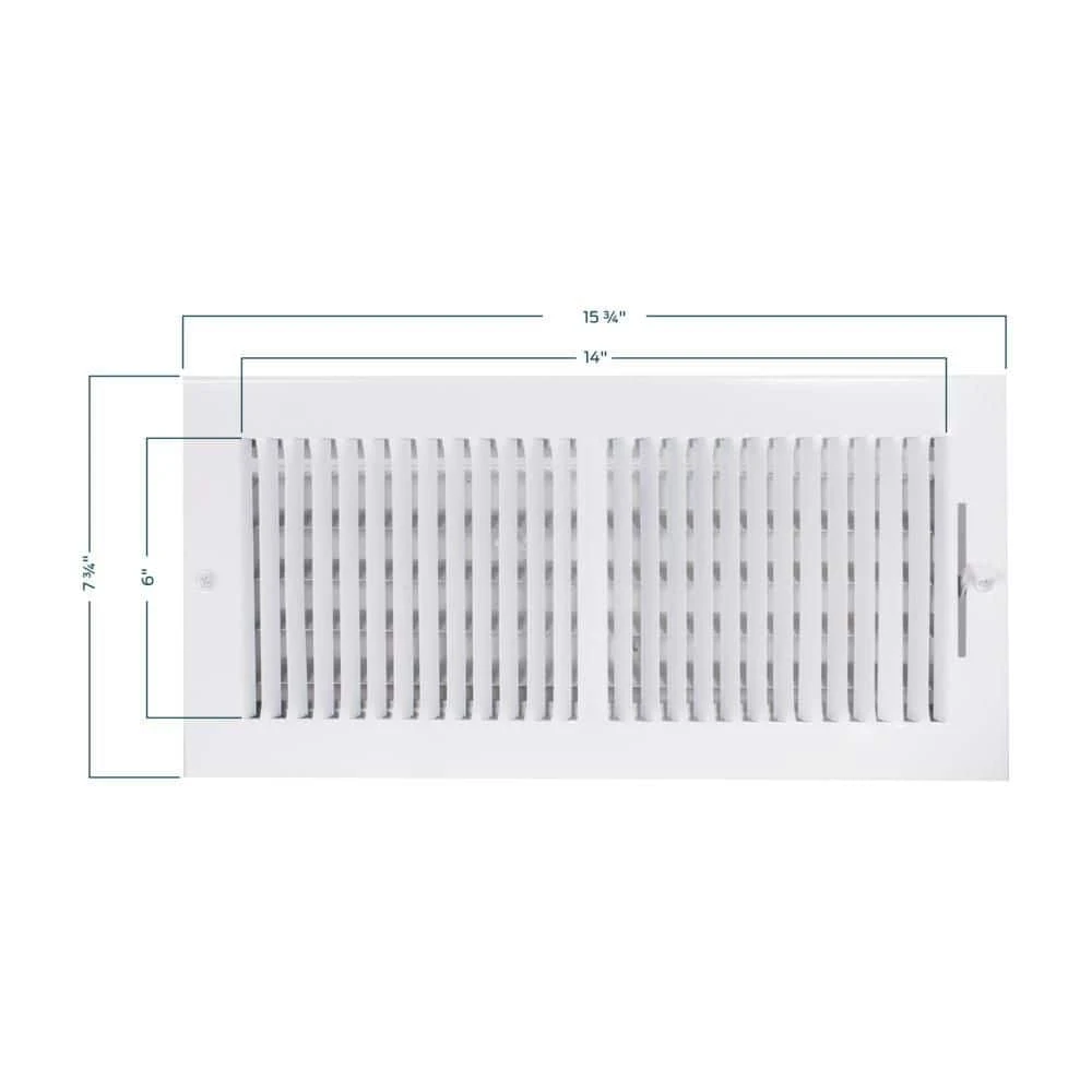 14 In. X 6 In. 2-Way Steel Wall/Ceiling Register, White 2 14 In. X 6 In. 2-Way Steel Wall/Ceiling Register, White - Image 2