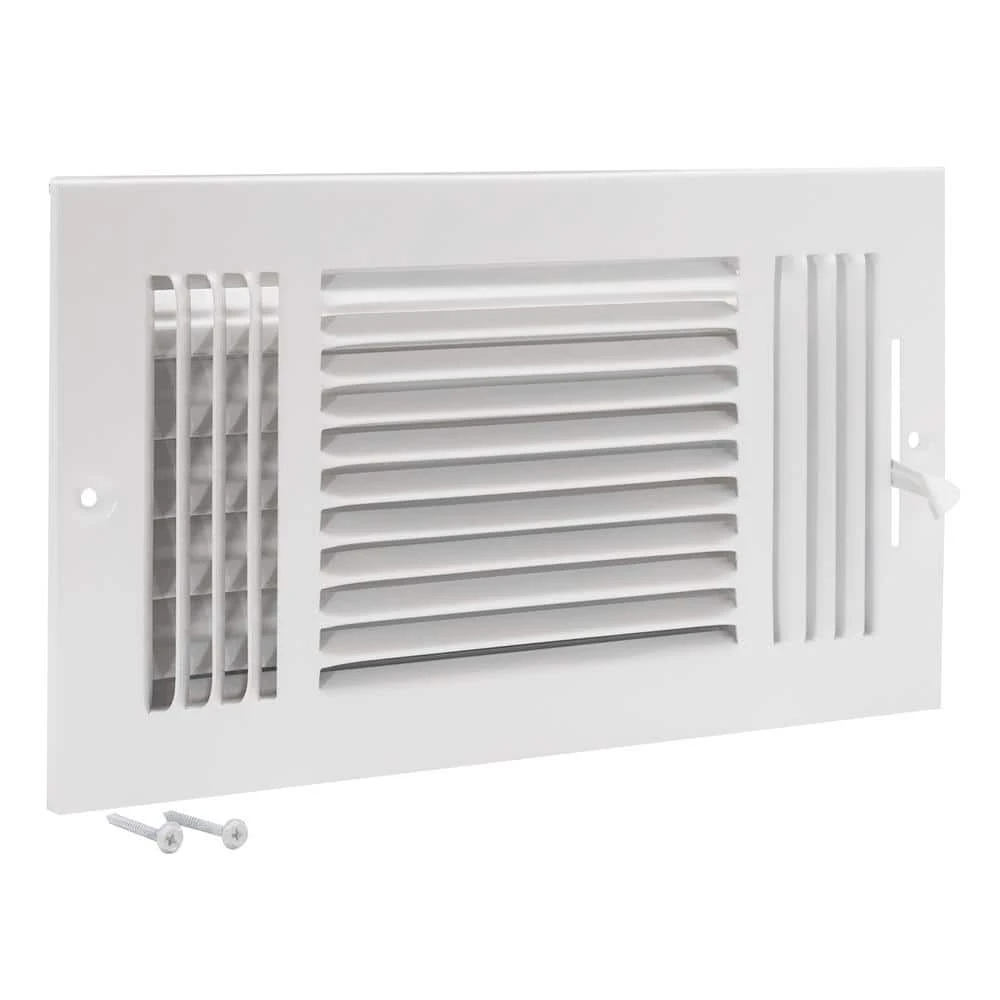 12 In. X 6 In. 3-Way Steel Wall/Ceiling Register , White 3 12 In. X 6 In. 3-Way Steel Wall/Ceiling Register , White - Image 3