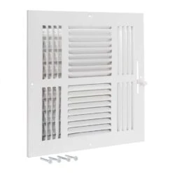 10 In. X 10 In. 4-Way Steel Wall/Ceiling Register, White