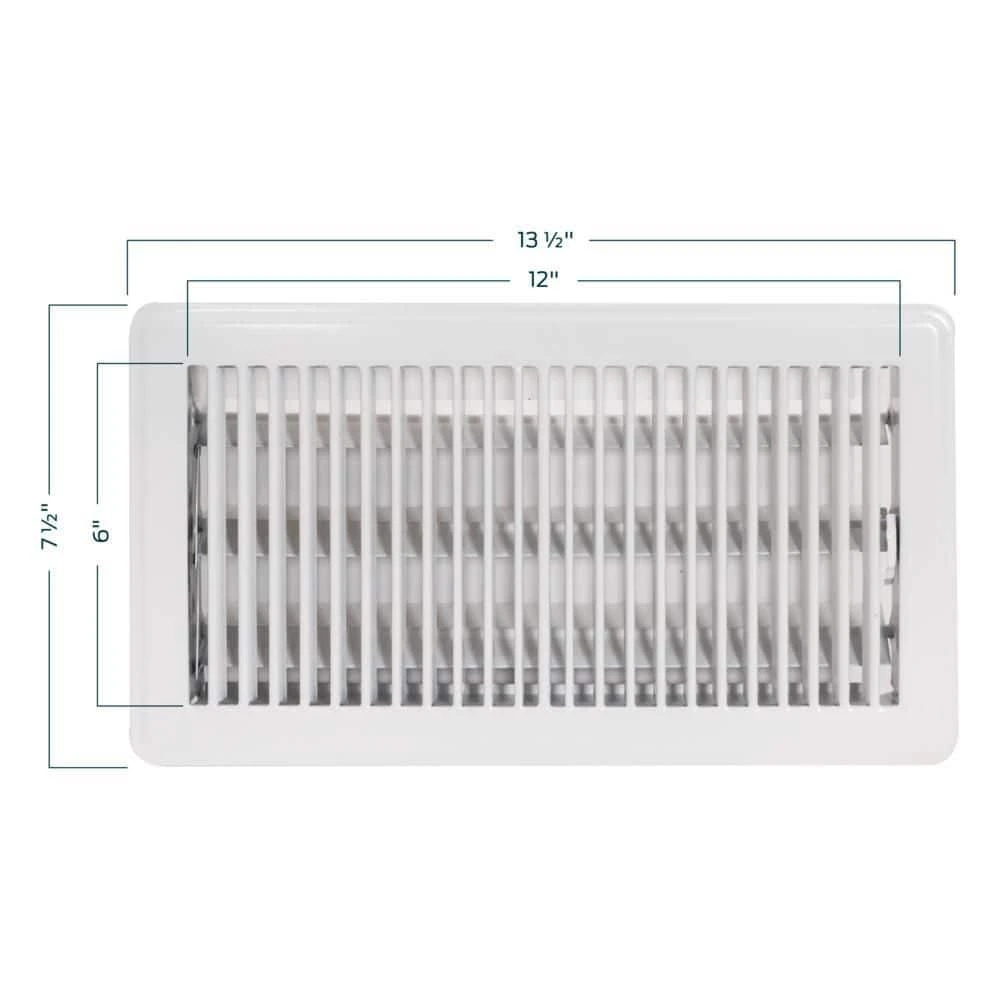 12 In. X 6 In. Steel Floor Diffuser, White 5 12 In. X 6 In. Steel Floor Diffuser, White - Image 5