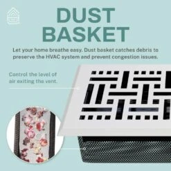 Basketweave 2 X 14 In. Decorative Floor Register Vent With Mesh Cover Trap, White 11 Basketweave 2 X 14 In. Decorative Floor Register Vent With Mesh Cover Trap, White -Fire Place Store whites home intuition registers grilles bwfv214wh 44 1000