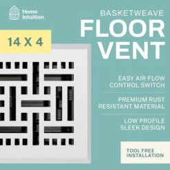 Basketweave 4 X 14 In. Decorative Floor Register Vent With Mesh Cover Trap, White 10 Basketweave 4 X 14 In. Decorative Floor Register Vent With Mesh Cover Trap, White -Fire Place Store whites home intuition registers grilles bwfv414wh c3 1000