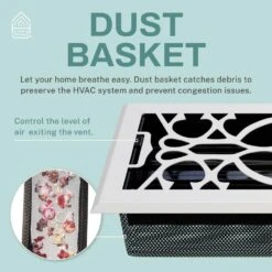 Victorian Scroll 2 X 12 In. Decorative Floor Register Vent With Mesh Cover Trap, White -Fire Place Store whites home intuition registers grilles vtfv212wh 44 1000