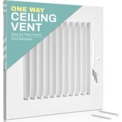 8 In. X 6 In. 1-Way Air Vent Coves For Home Ceiling Or Wall Grille Register Cover W/Adjustable Damper, White