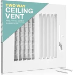 12 In. X 8 In. 2-Way Air Vent Coves For Home Ceiling Or Wall Grille Register Cover W/Adjustable Damper, White -Fire Place Store whites home intuition registers grilles wv2w12x8 76 1000