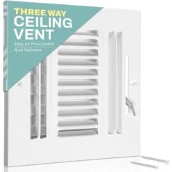 8 In. X 4 In. 3-Way Air Vent Covers For Home Ceiling Or Wall Grille Register Cover W/Adjustable Damper, White