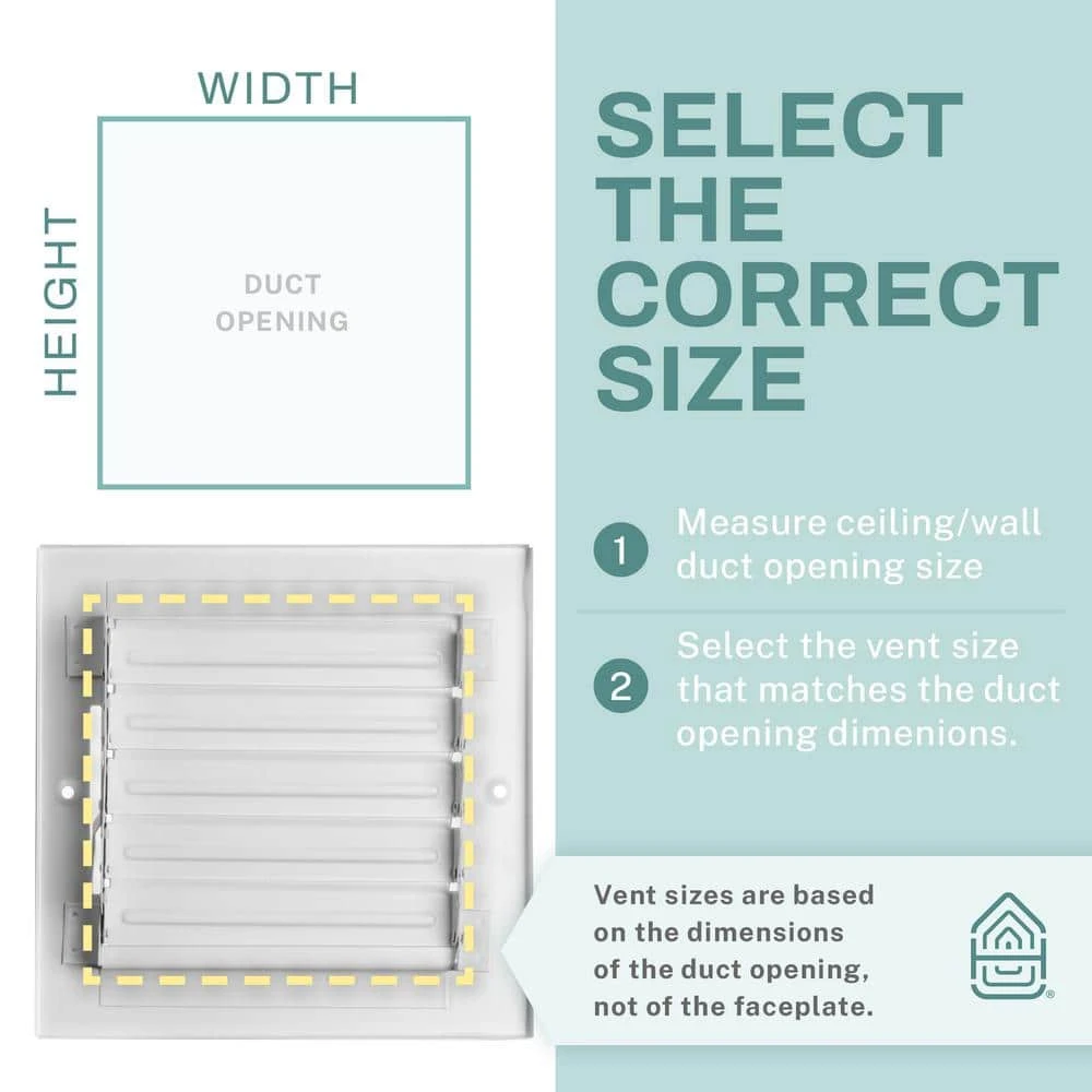 12 In. X 12 In. 4-Way Air Vent Covers For Home Ceiling Or Wall Grille Register Cover W/Adjustable Damper, White 3 12 In. X 12 In. 4-Way Air Vent Covers For Home Ceiling Or Wall Grille Register Cover W/Adjustable Damper, White - Image 3