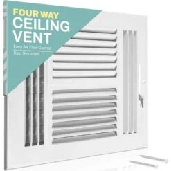 8 In. X 8 In. 4-Way Air Vent Covers For Home Ceiling Or Wall Grille Register Cover With Adjustable Damper, White