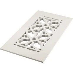 Scroll Series 4 In. X 10 In. Aluminum Floor Register Grille, Color White Without Mounting Holes