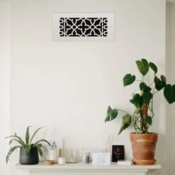 Scroll Series 12 In. X 6 In. White Aluminum Grille Vent Cover For Home Floors And Walls With Mounting Holes -Fire Place Store whites reggio registers registers grilles 814 awh 4f 1000