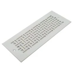 Basketweave Series 10 In. X 4 In. White Steel Vent Cover Grille For Home Floors And Walls With Mounting Holes