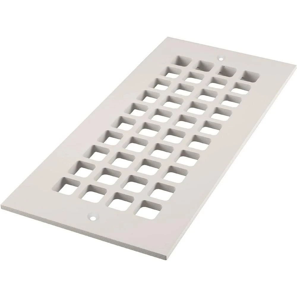 Square Series 10 In. X 4 In. White Aluminum Grille Vent Cover For Home Floors And Walls With Mounting Holes 1 Square Series 10 In. X 4 In. White Aluminum Grille Vent Cover For Home Floors And Walls With Mounting Holes