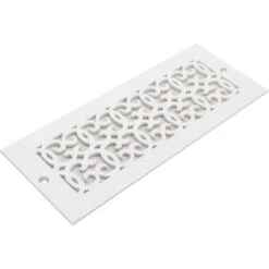 Versailles Series 10 In. X 4 In. White Steel Vent Cover Grille For Home Floors And Walls With Mounting Holes