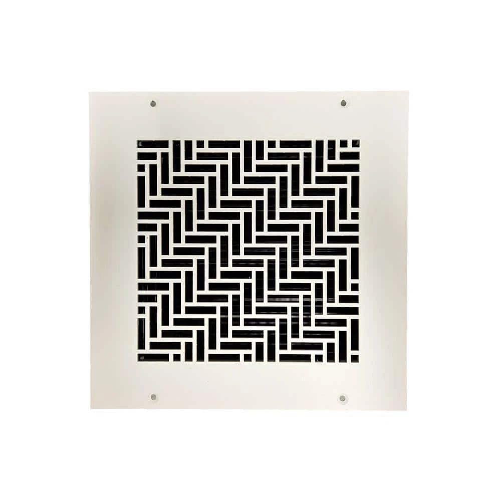Herringbone 8 In. X 8 In., White/Powder Coat, Wall Or Ceiling Supply Vent, With Mounting Holes 3 Herringbone 8 In. X 8 In., White/Powder Coat, Wall Or Ceiling Supply Vent, With Mounting Holes - Image 3