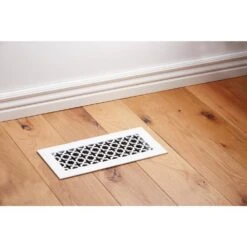 Victorian 12 In. X 4 In. White Powder Coat Steel Floor Vent With Opposed Blade Damper -Fire Place Store whites steelcrest registers grilles tvi12x4swhn 1f 1000