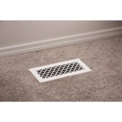 Victorian 12 In. X 4 In. White Powder Coat Steel Floor Vent With Opposed Blade Damper -Fire Place Store whites steelcrest registers grilles tvi12x4swhn c3 1000