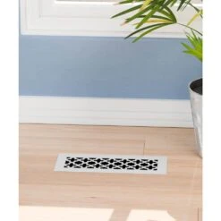 Victorian 12 In. X 4 In. White Powder Coat Steel Floor Vent With Opposed Blade Damper -Fire Place Store whites steelcrest registers grilles tvi12x4swhn fa 1000