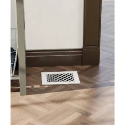 Victorian, 8 In. X 6 In. White/Powder Coat, Steel Floor Vent With Opposed Blade Damper -Fire Place Store whites steelcrest registers grilles tvi8x6swhn 4f 1000