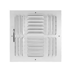 12 In. W X 12 In. H Steel For Ceiling Or Sidewall White 4-Way Curve Blade Register