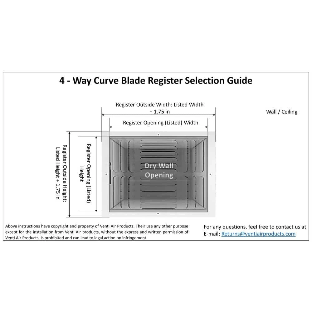 12 In. W X 12 In. H Steel For Ceiling Or Sidewall White 4-Way Curve Blade Register 2 12 In. W X 12 In. H Steel For Ceiling Or Sidewall White 4-Way Curve Blade Register - Image 2