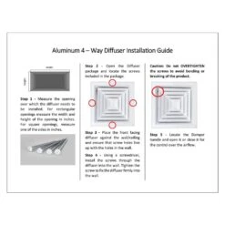 06 In. X 06 In. Aluminum 4-Way Diffuser/Register/Grille For Air Supply -Fire Place Store whites venti air registers grilles ha4d06 4f 1000