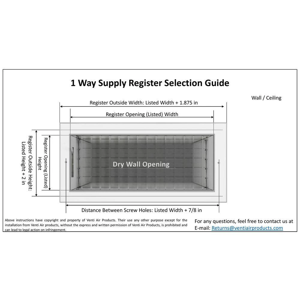 20 In. Wide X 6 In. High Adjustable, Single Deflection, 1 Way Supply Register For Duct Opening 20 In. W X 6 In. H 2 20 In. Wide X 6 In. High Adjustable, Single Deflection, 1 Way Supply Register For Duct Opening 20 In. W X 6 In. H - Image 2