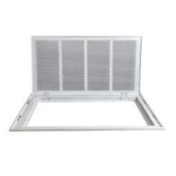 24 In. X 12 In. Square Hinged Return Air Filter Grille Of Steel In White -Fire Place Store whites venti air registers grilles hfg2412h 1f 1000