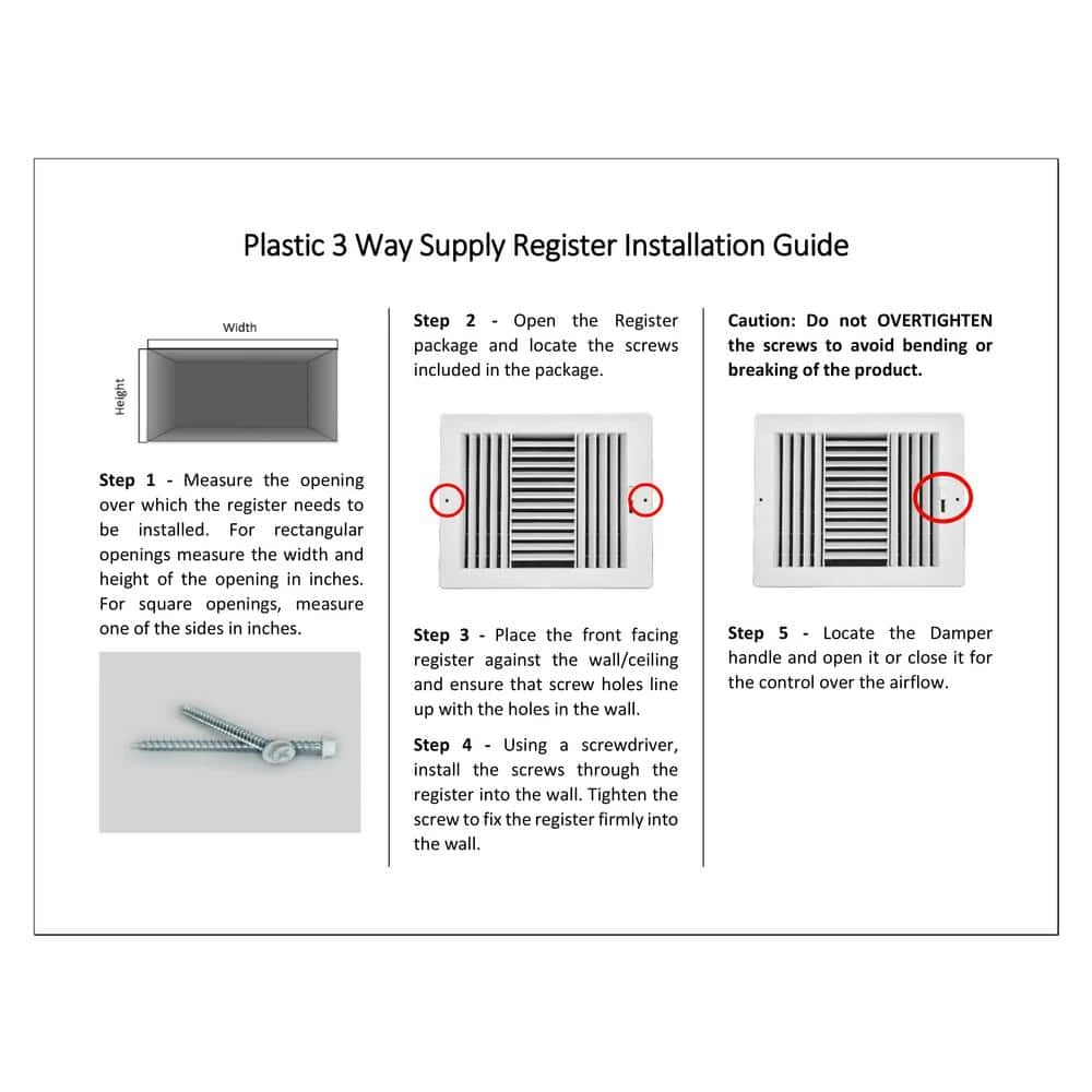 10 In X 8 In White Plastic 3 Way Supply Register For Duct Opening 10 In W X 8 In H 3 10 In X 8 In White Plastic 3 Way Supply Register For Duct Opening 10 In W X 8 In H - Image 3