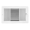 14 In X 8 In White Plastic 3 Way Supply Register For Duct Opening 14 In W X 8 In H