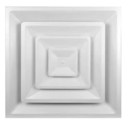 24 In. X 24 In. T-Bar Drop Ceiling Lay-In Supply Diffuser With Round 6 In. Collar/Neck And R6 Insulation