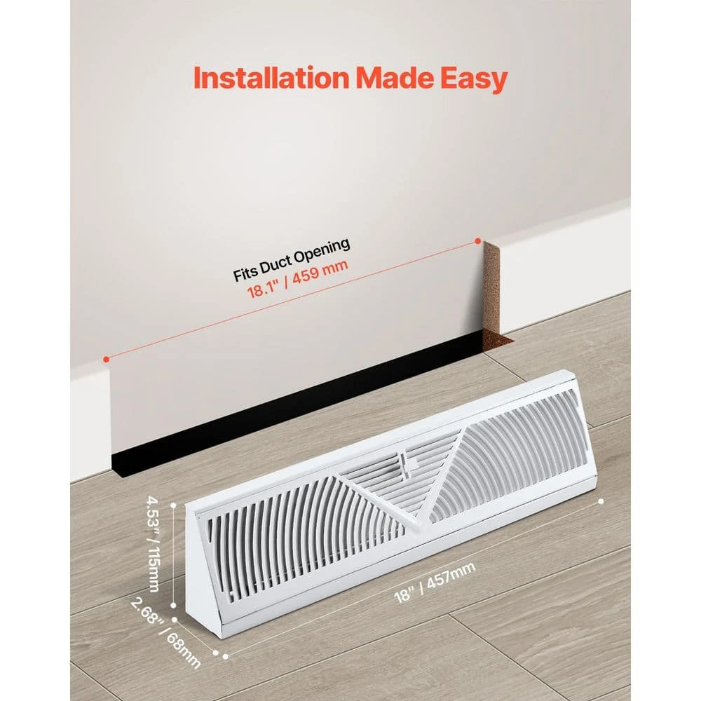 Floor Registers 18 In. X 5 In. Steel Diffuser Register In White 10-Pack Baseboard Registers Heavy-Duty Floor Vents 5 Floor Registers 18 In. X 5 In. Steel Diffuser Register In White 10-Pack Baseboard Registers Heavy-Duty Floor Vents - Image 5