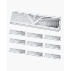 Floor Registers 18 In. X 5 In. Steel Diffuser Register In White 10-Pack Baseboard Registers Heavy-Duty Floor Vents