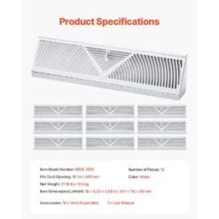 Floor Registers 18 In. X 5 In. Steel Diffuser Register In White 10-Pack Baseboard Registers Heavy-Duty Floor Vents 14 Floor Registers 18 In. X 5 In. Steel Diffuser Register In White 10-Pack Baseboard Registers Heavy-Duty Floor Vents -Fire Place Store whites vevor registers grilles tjxtfkt18inc3rte0v0 76 1000