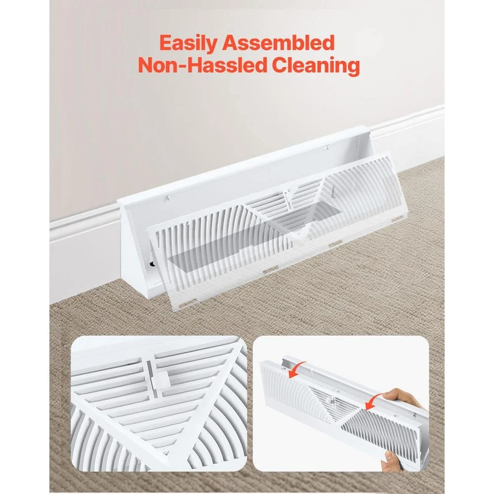 Floor Registers 18 In. X 5 In. Steel Diffuser Register In White 10-Pack Baseboard Registers Heavy-Duty Floor Vents 6 Floor Registers 18 In. X 5 In. Steel Diffuser Register In White 10-Pack Baseboard Registers Heavy-Duty Floor Vents - Image 6