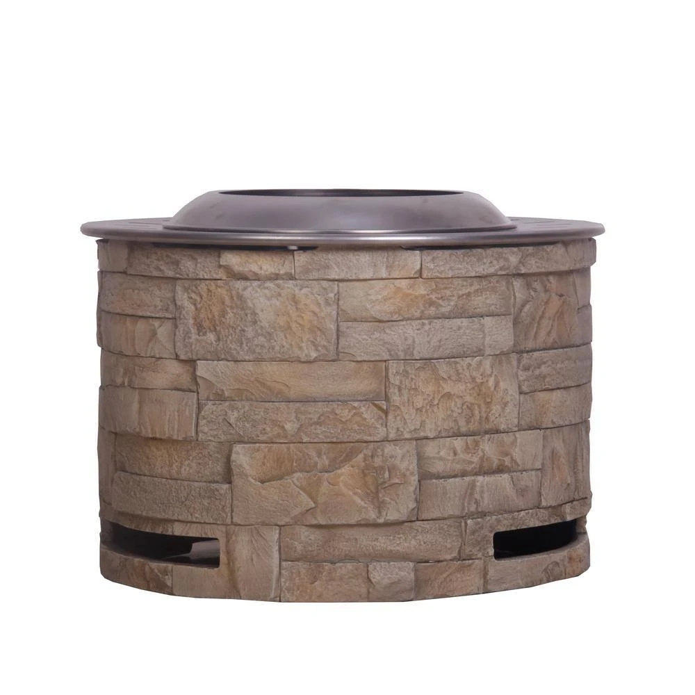 20.5 In. Yellow MGO Smokeless Fire Pit Wood Fuel Stack Stone Outdoor Fire Pit Table With Wood Pellet, Twig 3 20.5 In. Yellow MGO Smokeless Fire Pit Wood Fuel Stack Stone Outdoor Fire Pit Table With Wood Pellet, Twig - Image 3