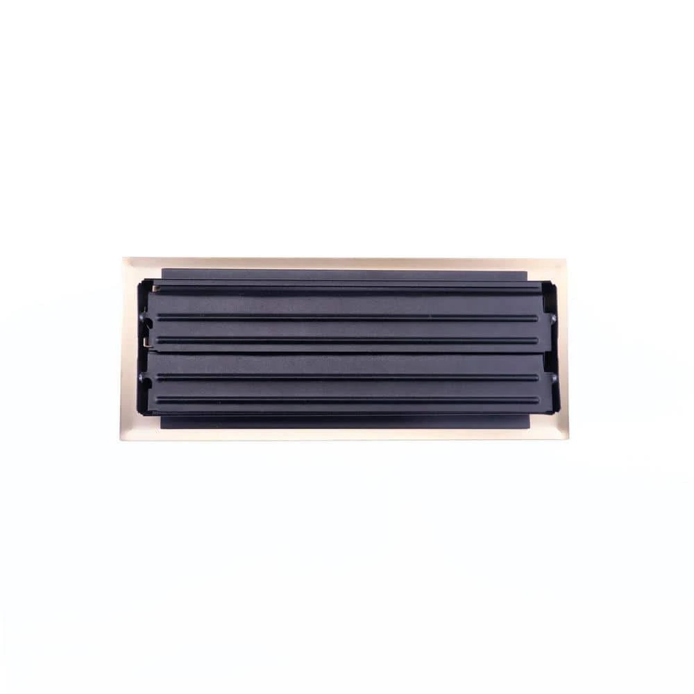 Interwoven 4 In. X 12 In. Steel Floor Register In Brushed Gold 2 Interwoven 4 In. X 12 In. Steel Floor Register In Brushed Gold - Image 2