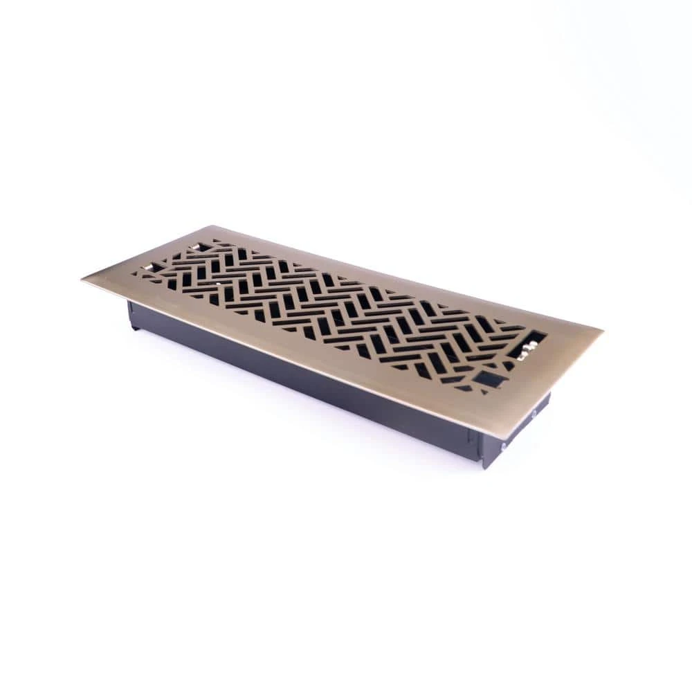 Interwoven 4 In. X 12 In. Steel Floor Register In Brushed Gold 3 Interwoven 4 In. X 12 In. Steel Floor Register In Brushed Gold - Image 3