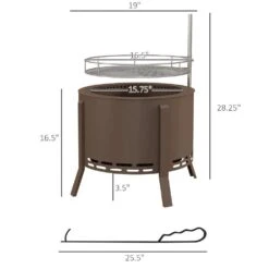 28.25 In. H Bronze 2-in-1 Smokeless Fire Pit 19 In. Portable Wood Burning Firepit With Cooking Grate Poker -Fire Place Store zeus ruta outdoor fireplaces xy 239 fa 1000
